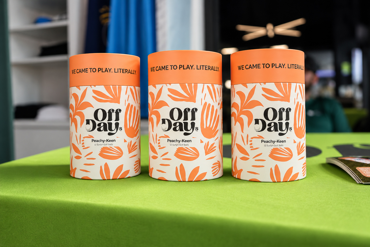 Golf ball packaging photographed as a product detail at the event
